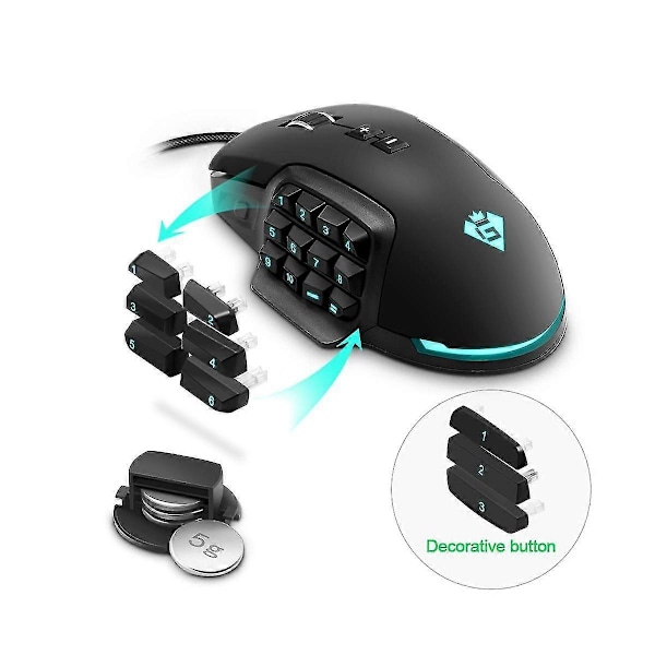 Usb Kabelansluten Rgb Spel 24000 16 Knappars Programmeringsspel Optisk För Dator Pc Laptop