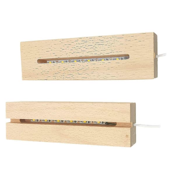 2-pakning 15 cm rektangulær sokkel i tre, rektangulær LED-lysbase i tre for akryl
