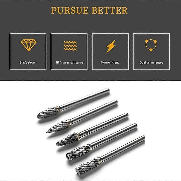 10 stk 1/8 Fil Solid Carbide Burr Sett Drill Slipe Kutter Verktøy Bits Sett For Diy Trearbeid Carv