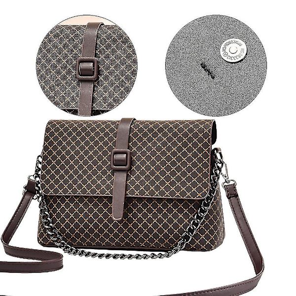 Stilig skulderveske for kvinner, jenter, messenger bag lommebok Kaffee