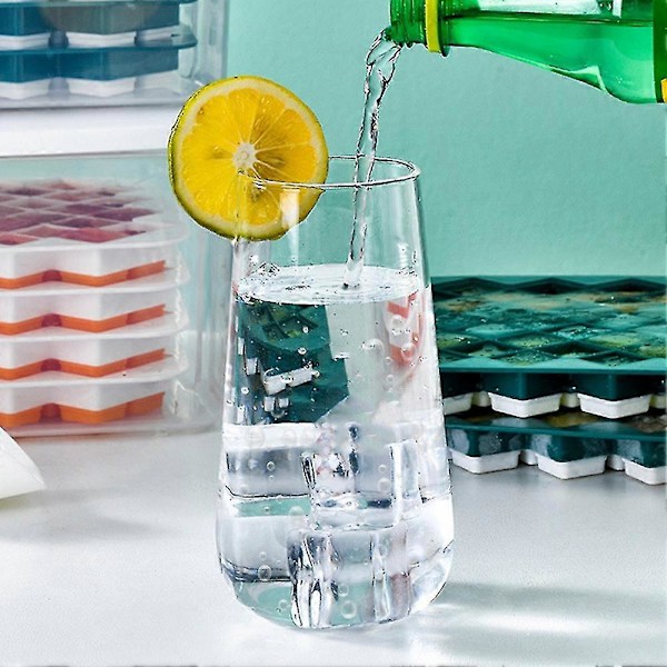 Isform med pressfunktion Silikon Isbricka Form Förvaringslåda Lock Brickor Bar Kit Fyrkantig Co