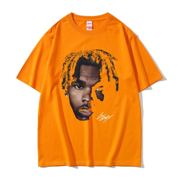 Hip Hop Oversized Tee Vanlig Retro Rapper Streetwear Sommar Herr Dam Kortärmad Tee orange M