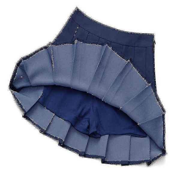 Højtaljet plisseret mini skater-nederdel med lynlås i tennisstil til piger (børn) Navy Blue 110cm  3-4 Years