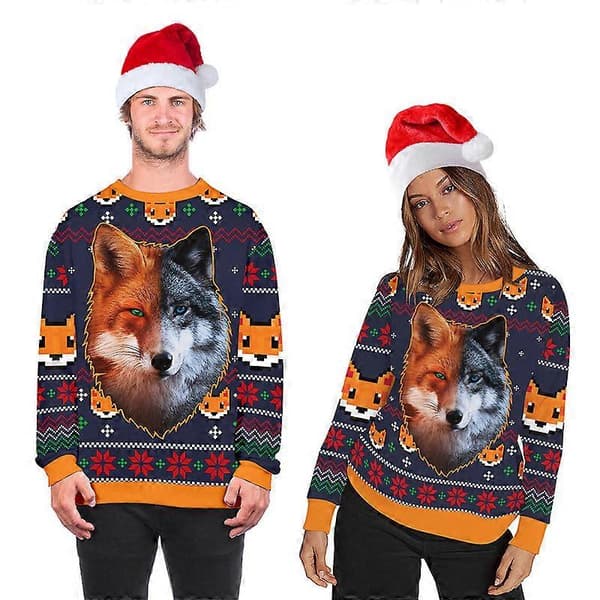 Unisex dyreprint crew neck grim jule Xmas pullover sweatshirt M