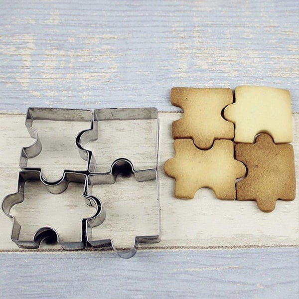 4 stk./sæt Puzzle Form Rustfrit Stål Kiksform Cookie Kage DIY Form Skærer