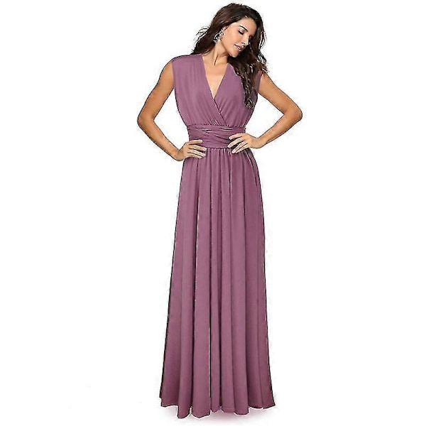Kvinners Aften Multi Way Wrap Brudepike Formell Lang Maxi Kjole Ysm2035 Lotus Root Starch Color L