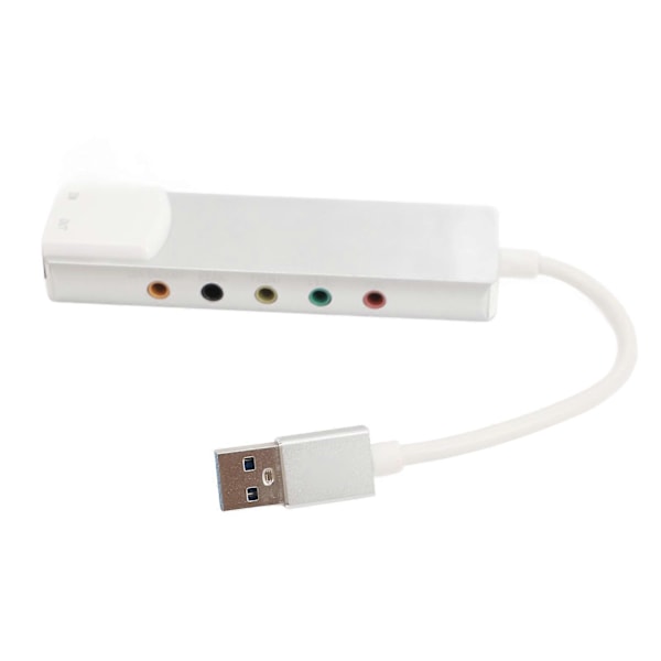 USB-äänikortti, tukee 5.1 ja 7.1 kanavaa, runsaasti liitäntöjä, Plug and Play, ulkoinen USB-ääniadapteri kannettaville ja pöytätietokoneille