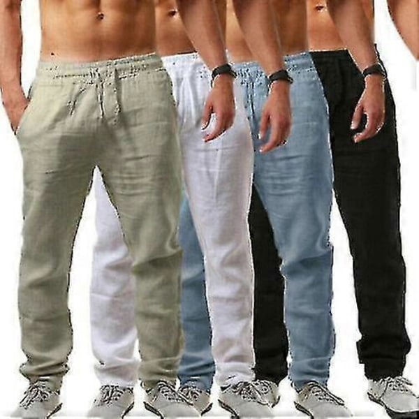 Herr Casual Bomull Linne Lös Harem Byxor Strand Yoga Hippie Byxor Dark blue S