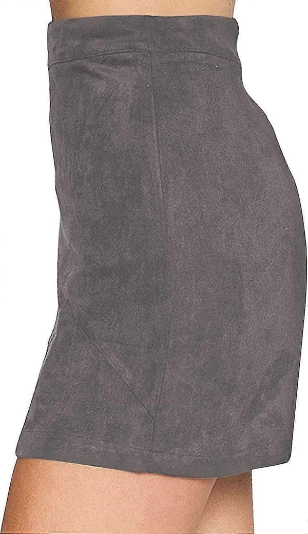 Dame Basic Faux Suede Høj Talje A-linje Mini Pencil Nederdel