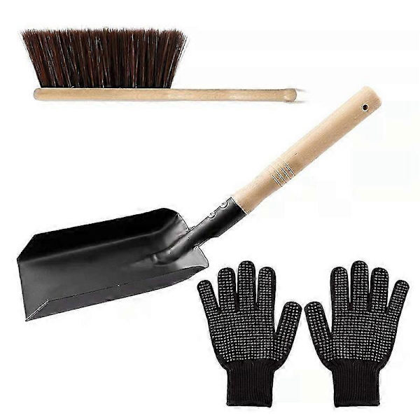 Eldstad Askspade och Borstset, Spade och Härdborste, Eldstad Spade och Borste Härd Städ Tillbehör Set