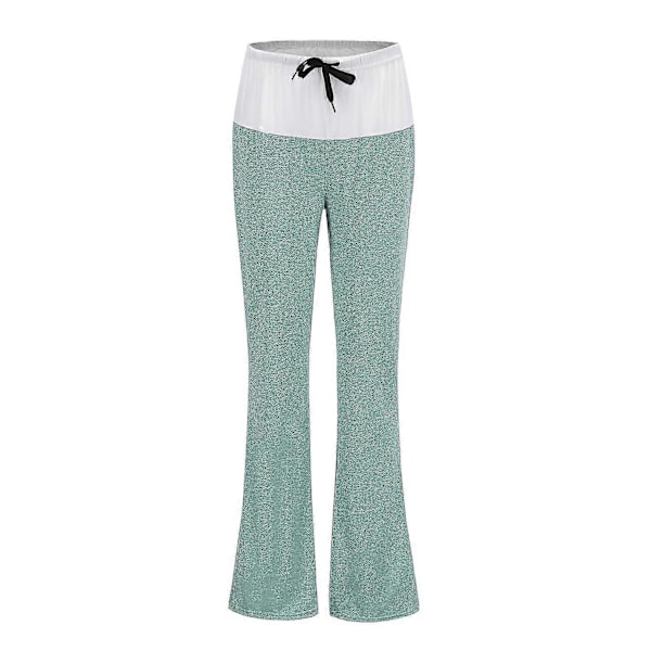 2 stk. Damebukser Ensfarvede Snore Wide Leg Bukser Plus Size Lange Bukser Pyjamas Xxl, Græsgrøn &