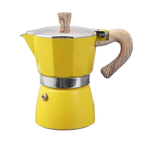 Espressokokare i italiensk stil av aluminium, perkolator, spisplatta, kittel Yellow 300ML
