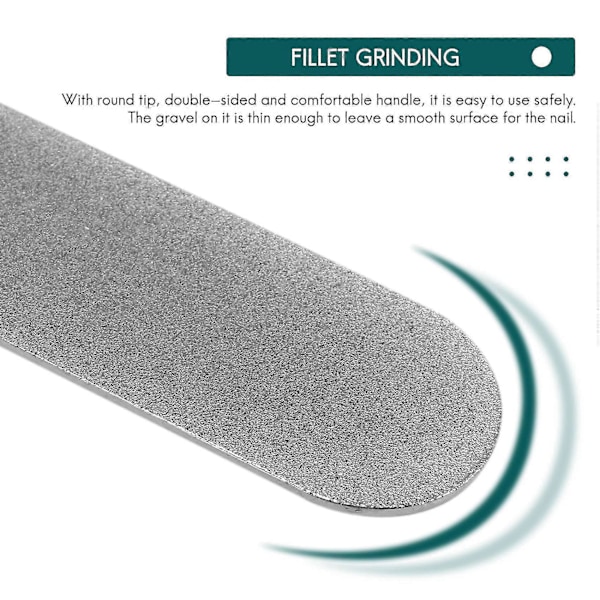 6 Delar Nagelfil i Rostfritt Stål Dubbelsidig Diamant Nagelfil Metall Nagelfil Manikyrfil För