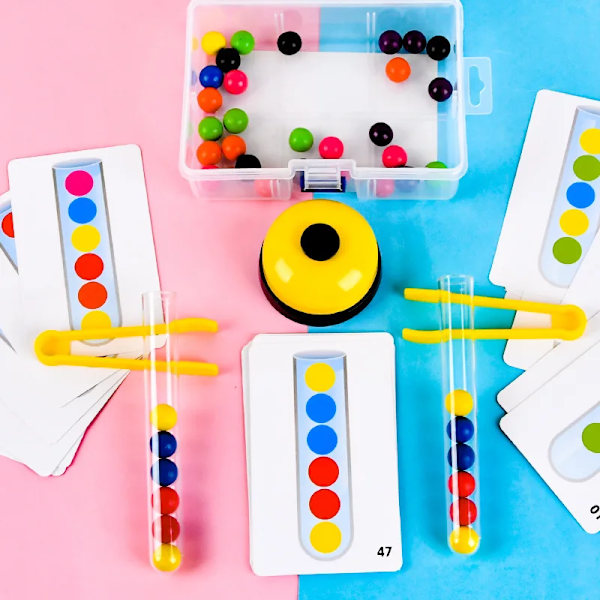 Fina Motorik Träning Montessori Leksaker Trä Provrör Klämma Pärlor Färgmatchning Sensoriska Spel Pedagogiska Leksaker För Barn style 1