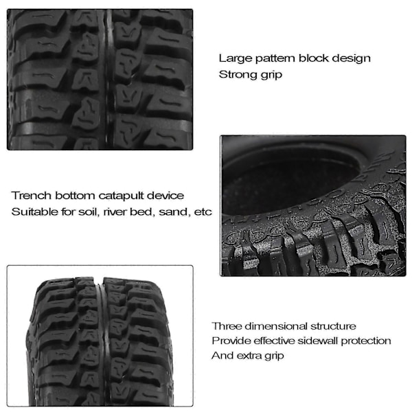 4 stk. 100 mm 1.9 Gummidæk Hjul til 1/10 Rc Crawler Bil Axial Scx10 90046 Axi03007 Trx4 D90