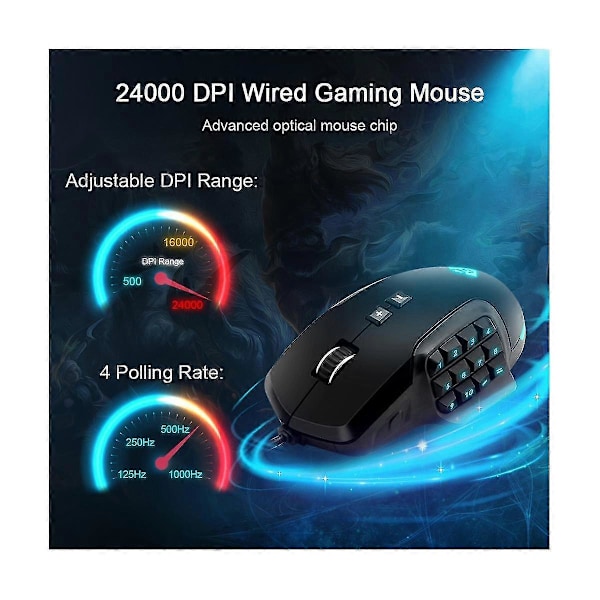 Usb Kabelansluten Rgb Spel 24000 16 Knappars Programmeringsspel Optisk För Dator Pc Laptop