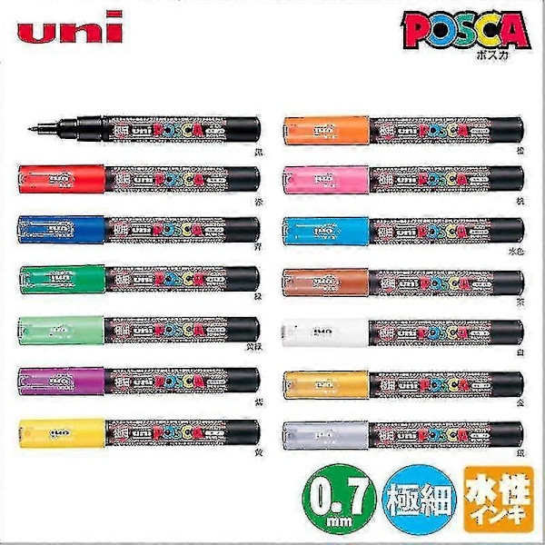 1 st Uni Posca Pc-1m Färgmarkör Affischfärg Markeringspenna Extra Fin Spets Färgglad Konstmarkörpenna