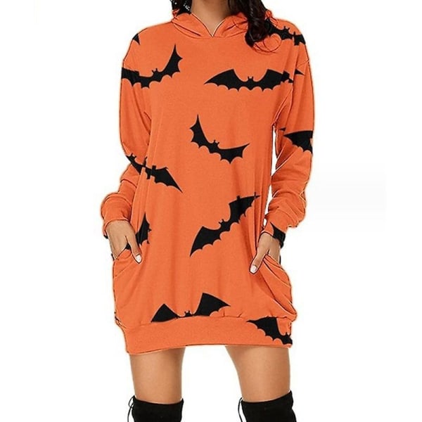 Hooded Womens Halloween Pumpkin Sweatshirt Långärmad Crewneck-tröja med tunikatröjor med ficka style 4 S