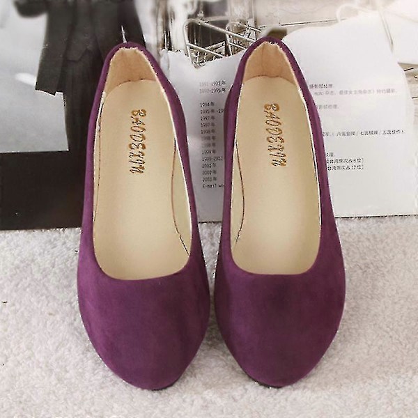Dam Mockaskor Platta Sandaler Balett Ballerina Dolly Bröllopsskor Casual Båtskor Purple 41