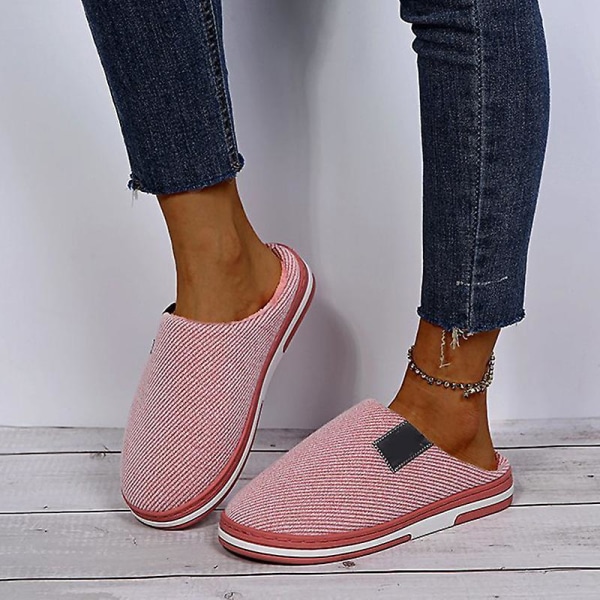 Vinterplyschtofflor Fleecefodrade Slip On House Skor Mjuka anti-sladd unisex fötter för inomhusbruk Pink 42 43