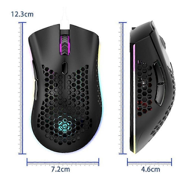 Bärbar Dator Mus RGB Trådlös Lättvikt Ergonomisk Ihålig Universell Uppladdningsbar 2.4G Trådlös Datormus PC Tillbehör