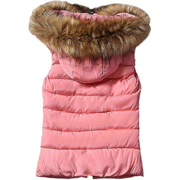 Vadderad damväst Quiltad Vardaglig Varm Vinterväst Avtagbar Huvjacka Kappa RED XL