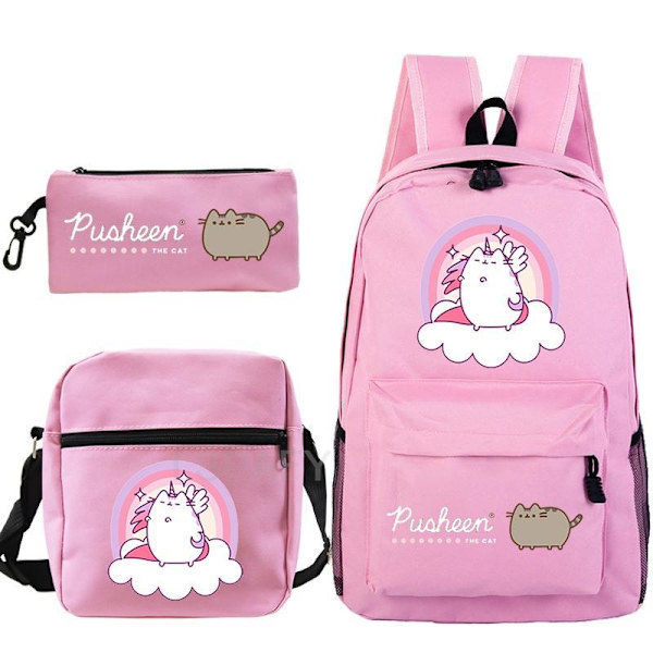 3 st Kawaii Tjock Katt Ryggsäck Pusheen Tryck Skolväska style 8