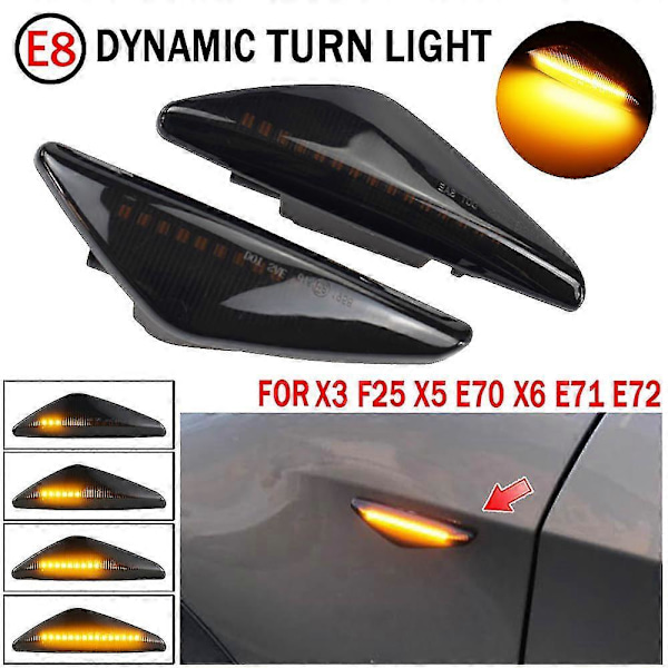 2 stk. D Bil LED Side Blinklys Til- X3 F25 X5 E70 X6 E71 E72 2008-
