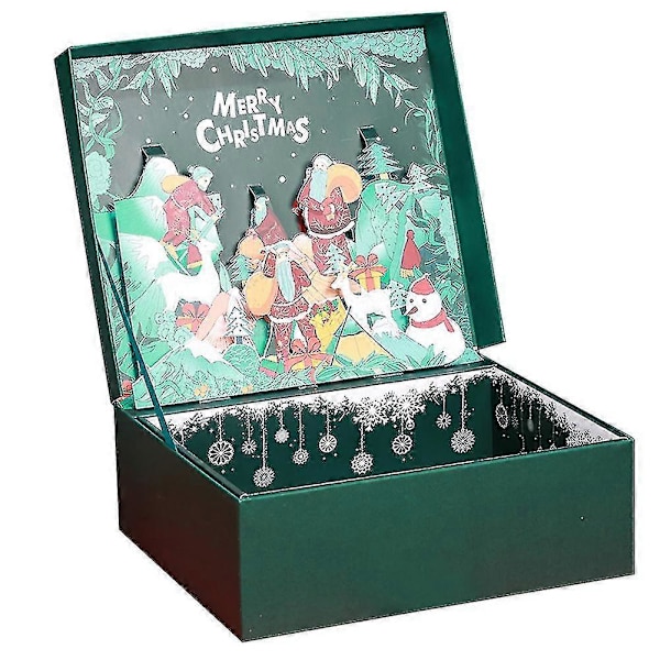 Julklappsförpackning - Julkort Presentförpackningar med lock för inslagning av presenter Green