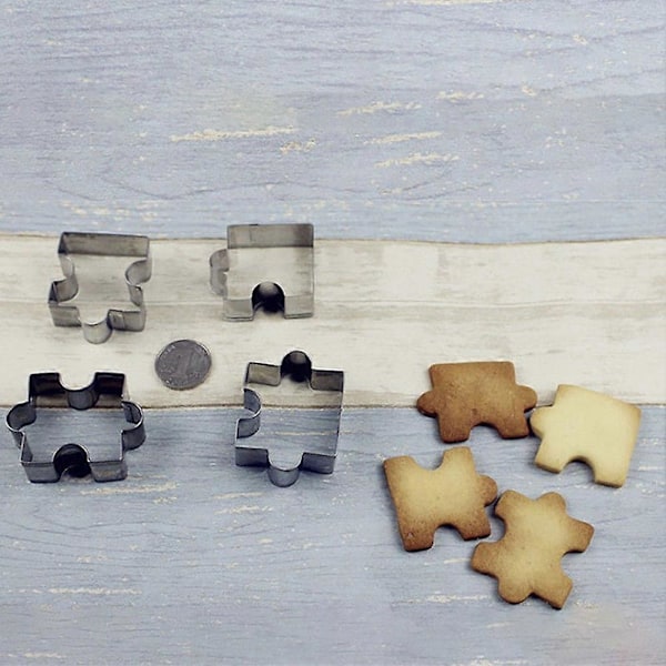 4 stk./sæt Puzzle Form Rustfrit Stål Kiksform Cookie Kage DIY Form Skærer