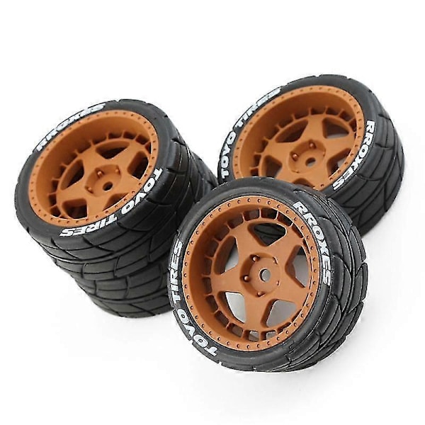 4 stk. Gummi Dekk Hjul For Tt01 Tt01e Tt02 Tt02b Ta06 Xv01 -02 1/10 Rc Bil Oppgraderingsdeler Tilbehør