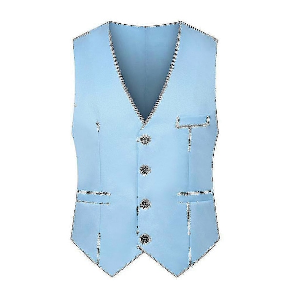 Herr Slim Fit Kostymväst Väst Casual Formell Enkelknäppt Gilet Sky Blue 4XL