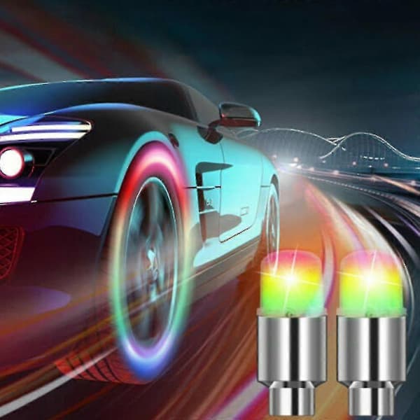 Flerfarvet LED Auto Hjul Dæk Lys Dækventil Hætte Neon Lampe Cykel Pære Multicoloured 4PCS
