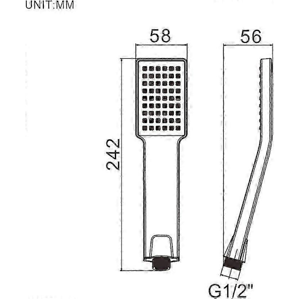 Brusehoved, Universal Håndbruser 1/2 Tomme Interface, Firkantet Brusehoved