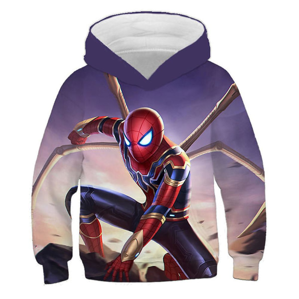3D Tecknad Spiderman Tryckta Huvtröjor Barn Långärmad Tröja med Huva Pullover Jumper Toppar Present B 7-8 Years