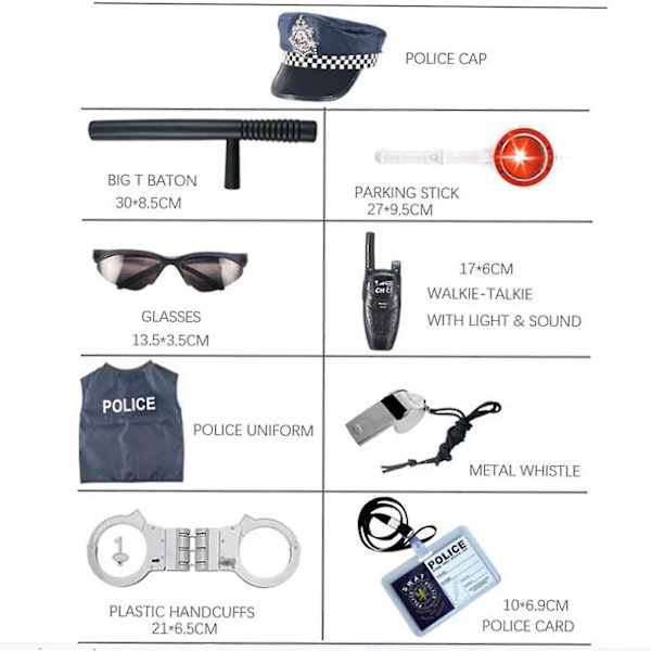 Nopea toimitus Lasten poliisiasu roolileikkisetti poliisin puku pojille tytöille, poliisi