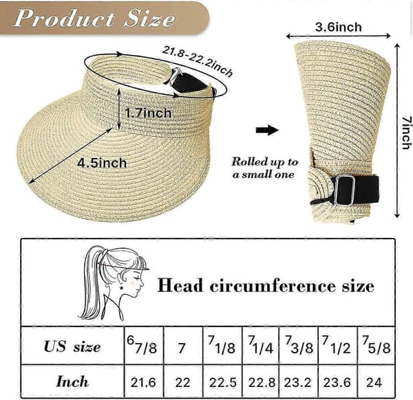 3-pack Solskärmar Hatt Sommar Strandhattar Vikbara Solhattar i Halm UV-skydd Rullbara Solhattar för Kvinnor