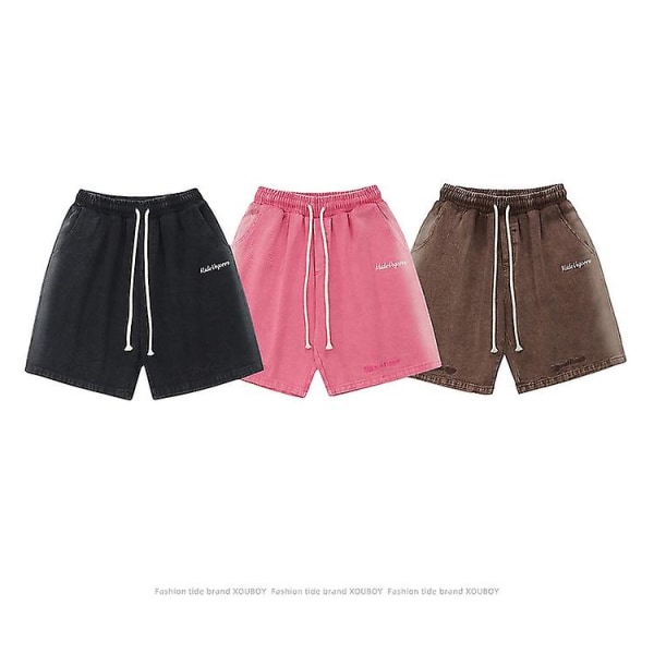 Pan -byxor Herr Retro Tide Brand Gör Gammaldags -mode Jeansshorts Män Och Kvinnor black M