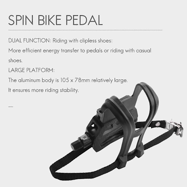 Spinningcykel Pedal Aluminium Legering Spd Pedal Med Tåclips Klamper Cykeltilbehør Til Spinningcykel Motionscykler