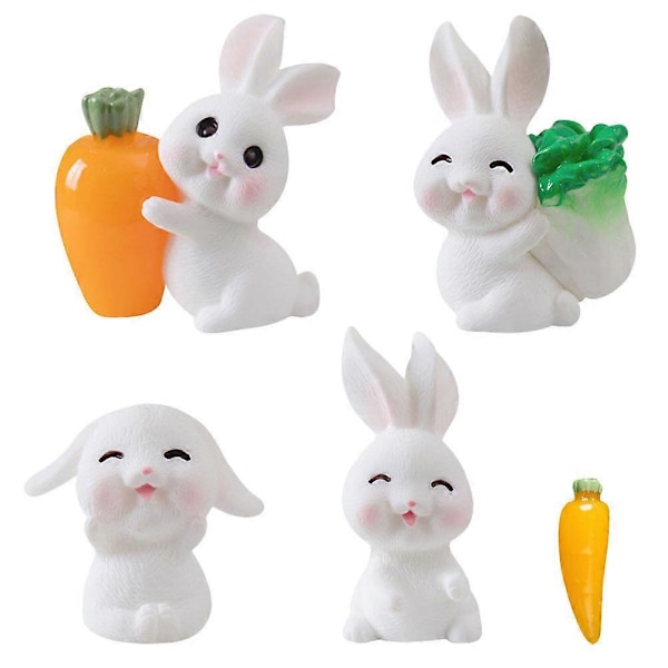 1 Sæt Små Kanin Figurer Påskehare Ornament DIY Mikro Landskabs Ornament
