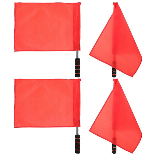 4 stk. Dommerflag til atletikbegivenheder, rustfrit stål, flagstang, håndsignalflag (rød)