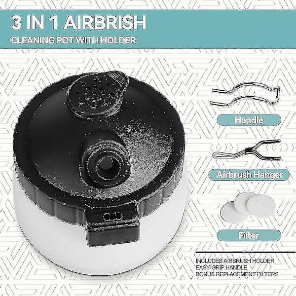 Airbrush 13-osainen puhdistussarja - Airbrush-puhdistusastia lasipuhdistusaineella ja pidikkeellä, miniharja