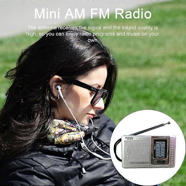 Radiomottaker med Ekstra Lang Teleskopantenne, Slagfast, Kompakt Størrelse, 2-Bånds Bærbar Mini AM FM Radio