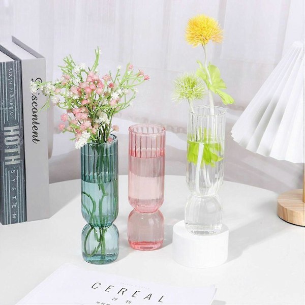 Nordisk Glasvas Hem Liten Hydroponisk Växt Glasflaska Torkad Blomma Vardagsrumsinredning Transparent