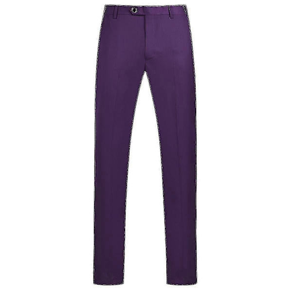Miesten Puku Business Casual 3-osainen Puku Bleiseri Housut Liivi 9 Väriä Purple M