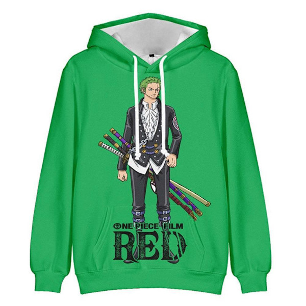2023 Ny Anime One Piece Casual Hooded Sweatshirt 3D Digitaltryck green L