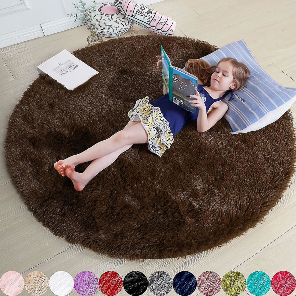 Tflycqblush rund matta för sovrum, fluffig cirkelmatta 4'x4' för barnrum, luddig matta för tonårsflickrum, lurvig rund matta för barnrum, luddig Pl