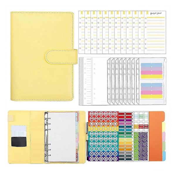 A6 Budget Binder med lynlåskuverter & kontantkuverter til budgettering, pengeorganiseringsplanlægger til
