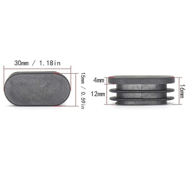 100 Stycken 15x30mm Plaständstycken, för Möbelbensrör Ovala Ändstycken, för Plaststolsben Stopp, för Ovalt Rör_fo s20241212682