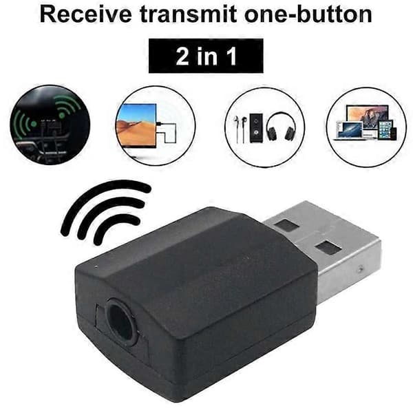 2-i-1 Mini 3.5mm AUX Bluetooth5.0 Audio Mottaker Sender Trådløs Adapter